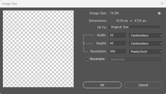 Snap shot of setting up an Adobe Photoshop file template for t shirt printing