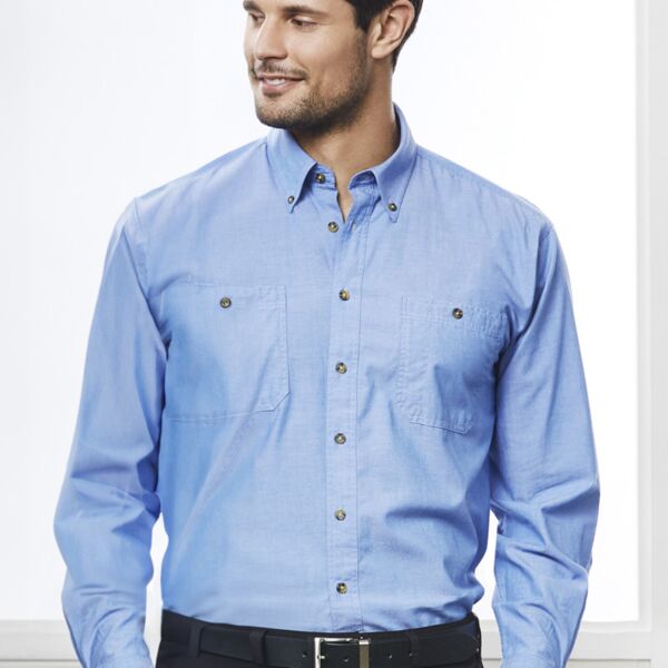 Mens Chambray Long Sleeve Shirt Thumbnail